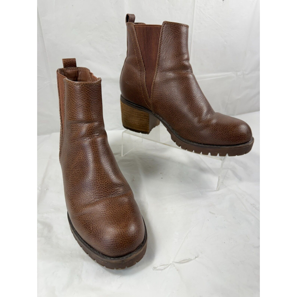 Mia Ribbed Chelsea Boot Weston Brown 7.5 M Block Heel - Picture 11 of 14